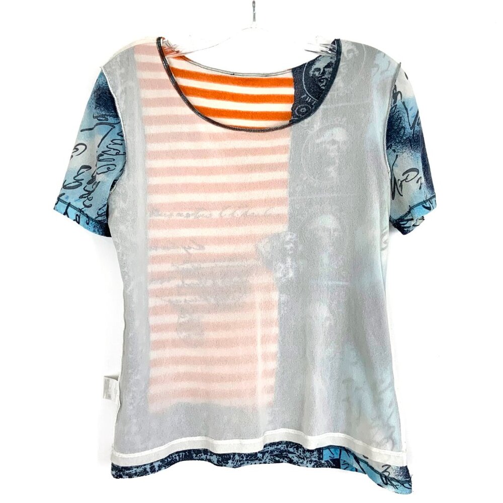 Vintage Y2K Graphic Short Sleeve Mesh Top  Sz M - Picture 11 of 16
